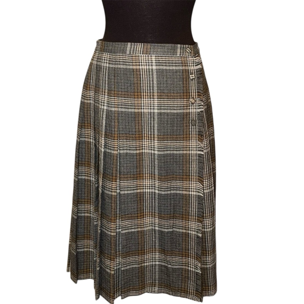 Vintage Plaid Pleated Skirt
